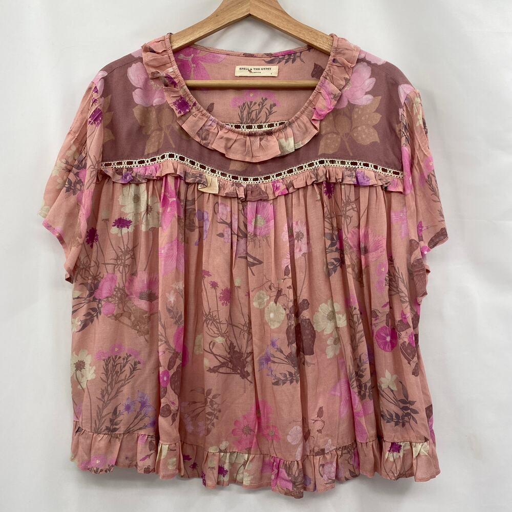 Spell and the Gypsy L pink Wild Bloom blouse - Picture 3 of 9